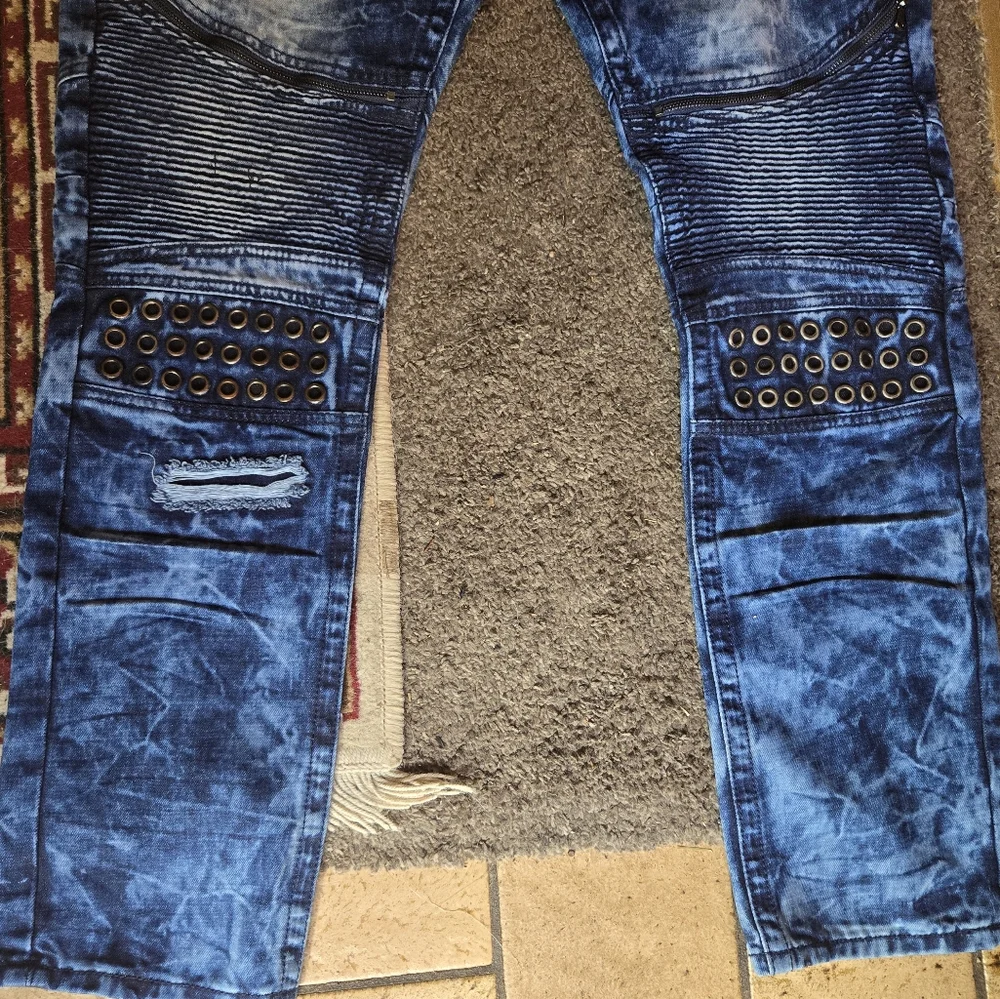 HOST PICK🎉🎊MAKOBI MK never worn distressed designer mens jeans 👖 sz36x34 - Picture 6 of 13